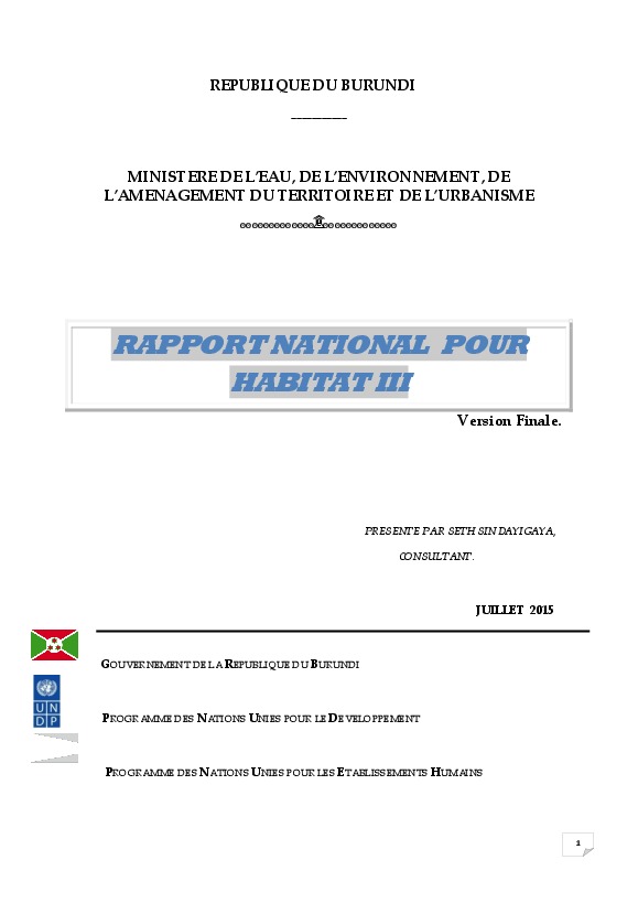 Burundi National Report