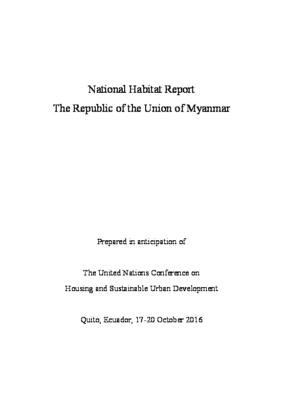 Myanmar – National Report