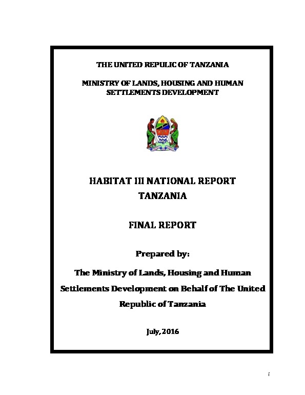 Tanzania – National Report